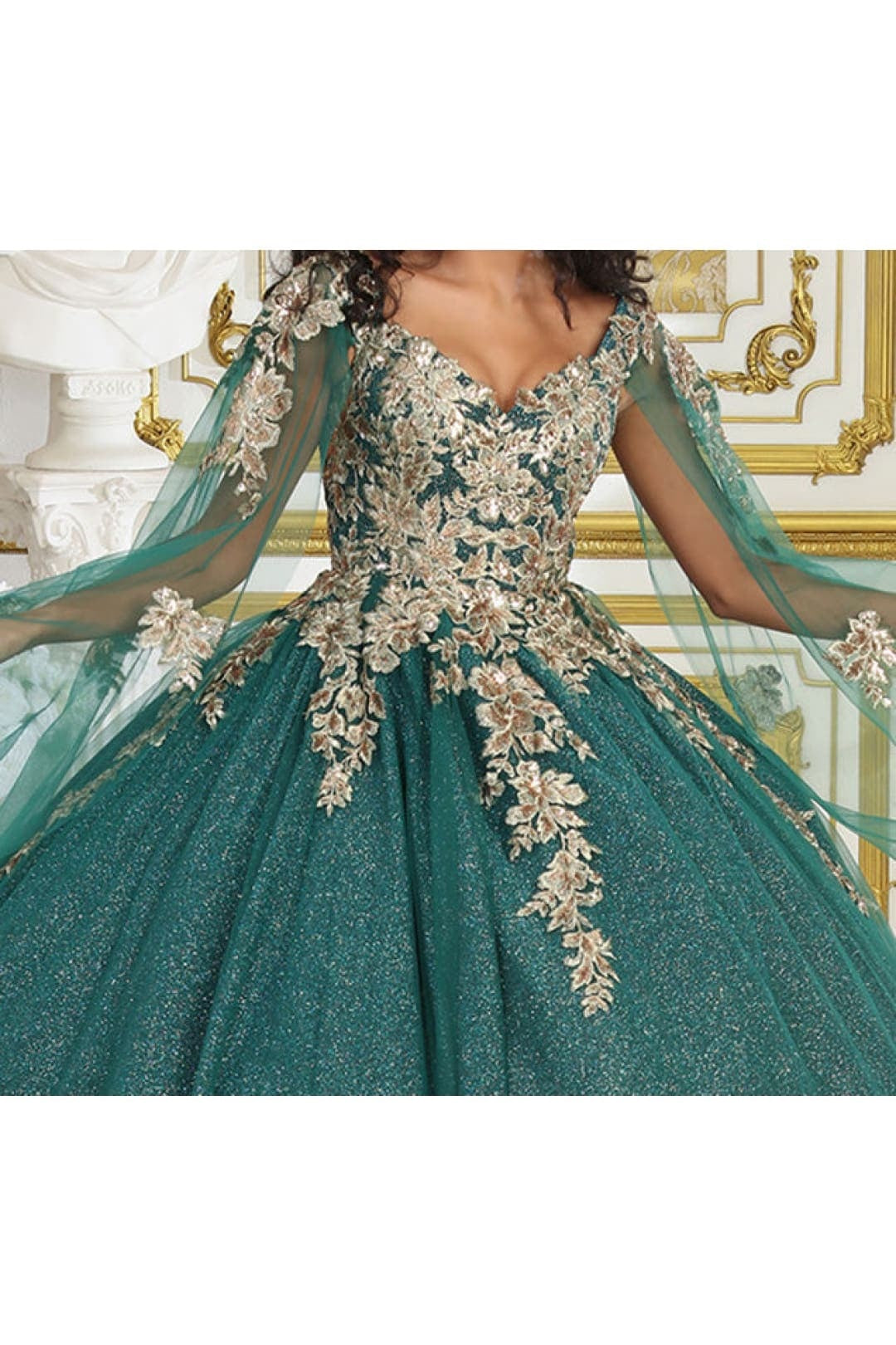 Layla K LK221 Cape Sleeves Corset Embroidered Quinceañera Ball Gown