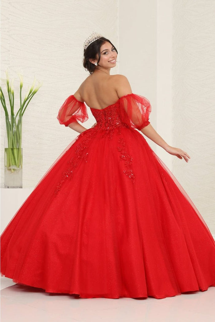 Layla K LK237 Sweetheart Floral Lace Glitter Princess Ball Gown - Dress