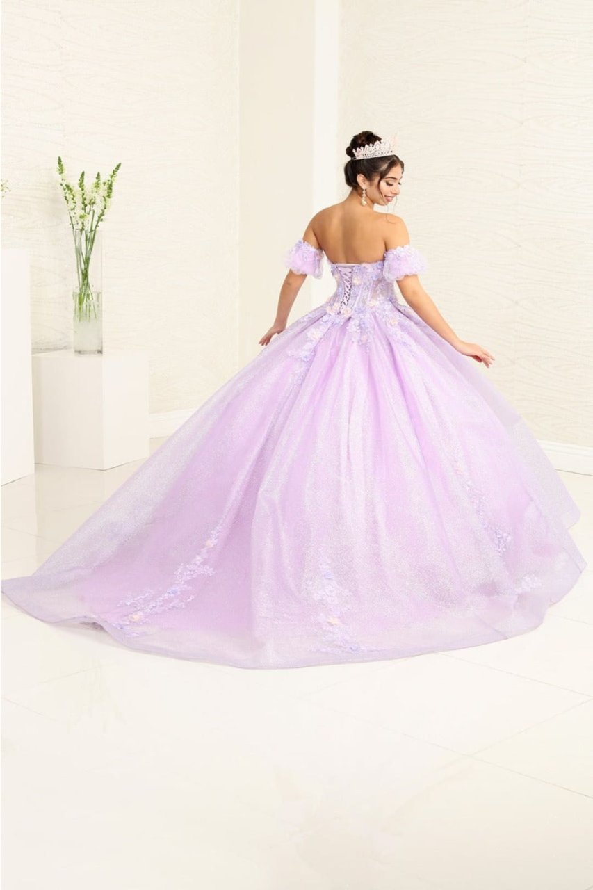 Layla K LK245 Floral Fitted Corset Glitter Prom Ball Gown - Dress