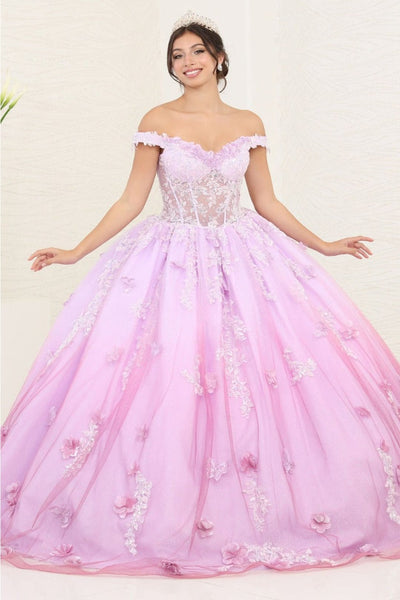 Layla K LK254 Off-Shoulder Glitter Embellished Lilac Quince Gown - Dress
