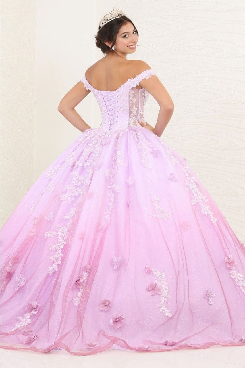 Layla K LK254 Off-Shoulder Glitter Embellished Lilac Quince Gown - Dress