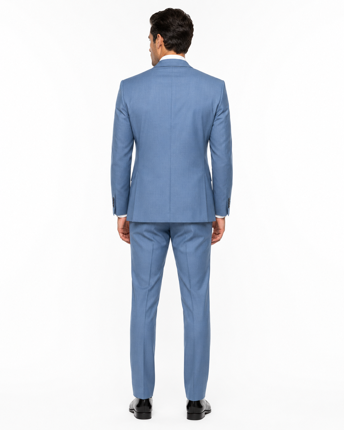 Men's Steel Blue Double Breasted Wool Suit