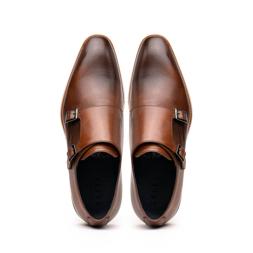Zelli Legerra Calfskin Double Monkstrap Shoes Brown (55-103-BRN)