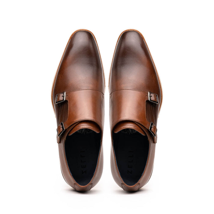 Zelli Legerra Calfskin Double Monkstrap Shoes Brown (55-103-BRN)