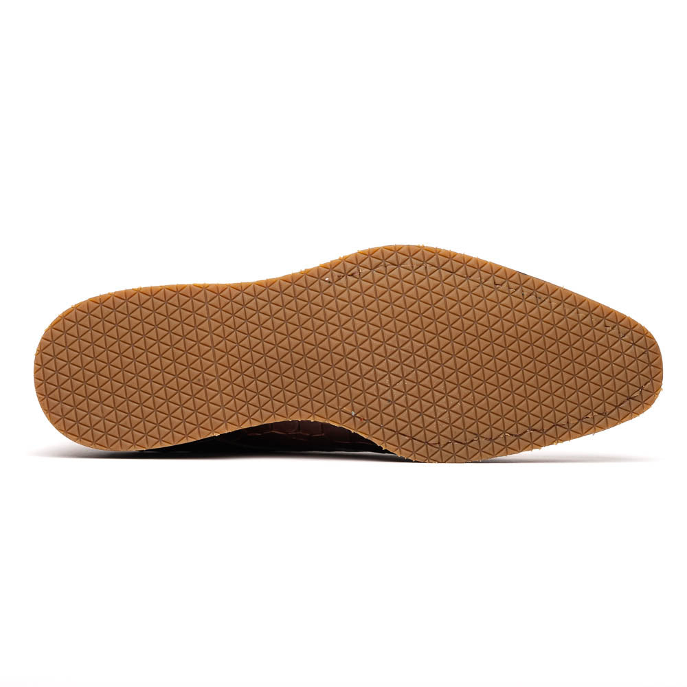 Zelli Legerra Hand-Burnished Crocodile Print Monk Strap in Cognac