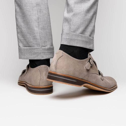 Zelli Legerra Double Monkstrap in Sand Suede Goatskin