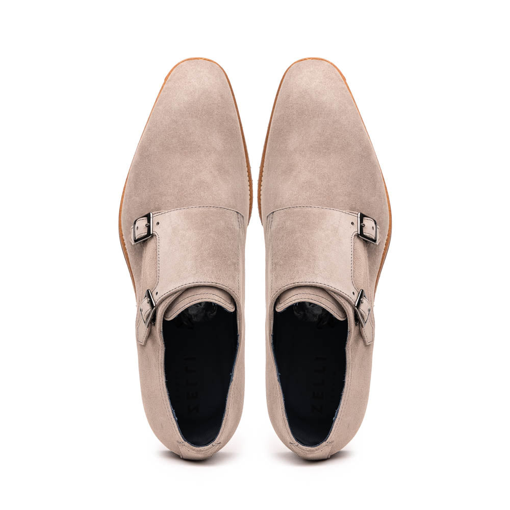 Zelli Legerra Double Monkstrap in Sand Suede Goatskin