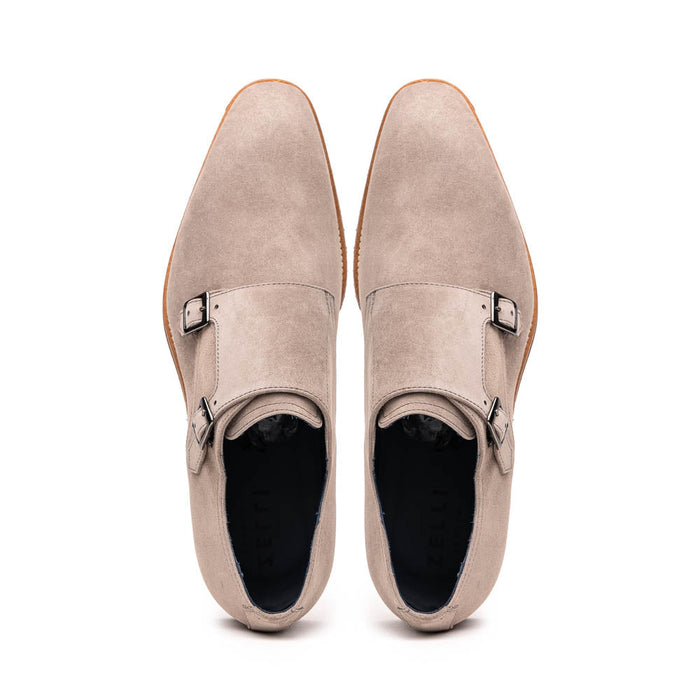 Zelli Legerra Double Monkstrap in Sand Suede Goatskin