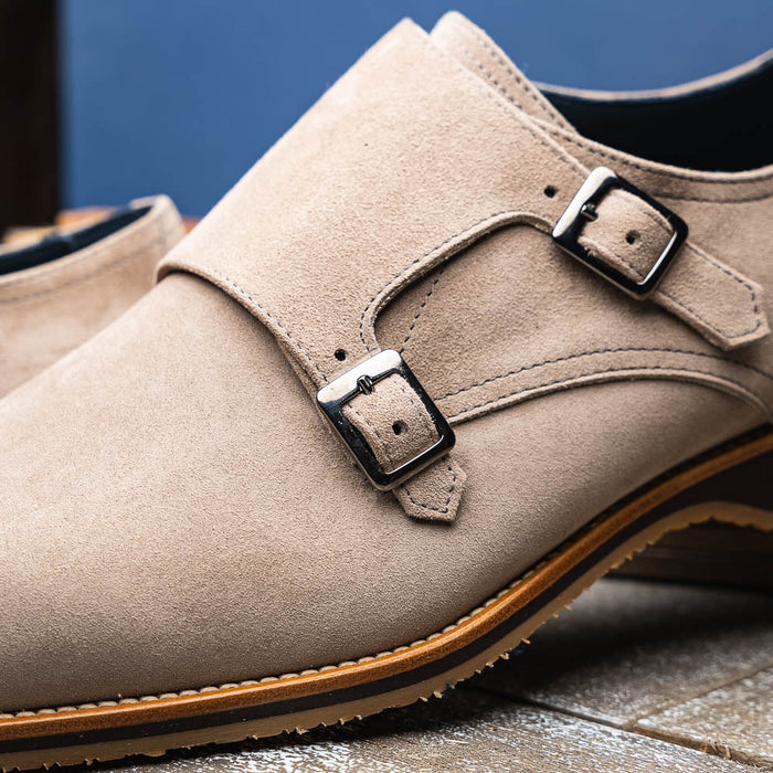 Zelli Legerra Double Monkstrap in Sand Suede Goatskin