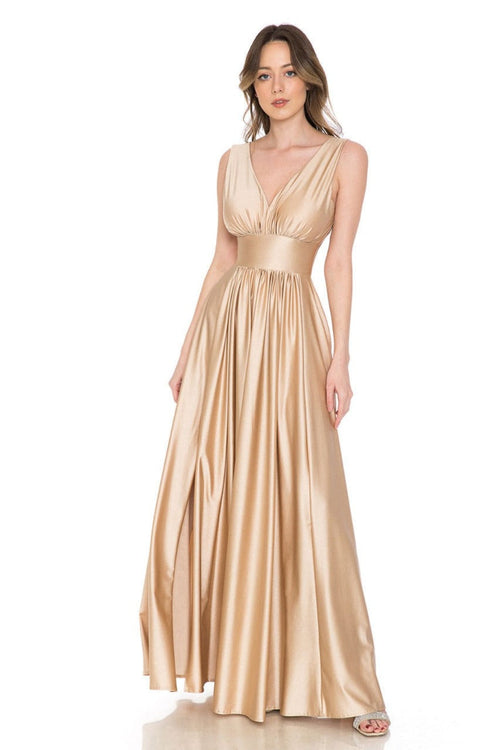 Lenovia 5232 Sleeveless Flared Simple Side Pocket Bridesmaids Dress
