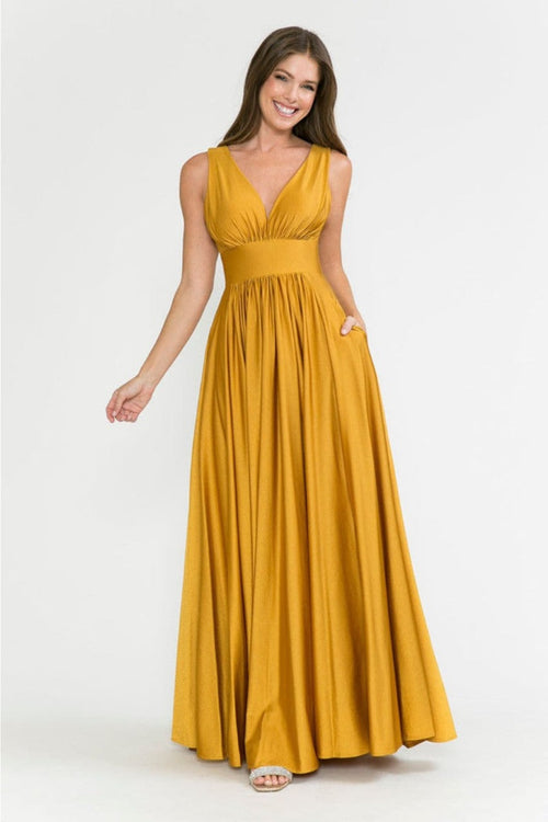 Lenovia 5232 Sleeveless Flared Simple Side Pocket Bridesmaids Dress