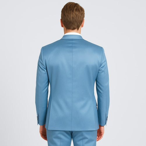 Light Blue Satin Tuxedo Set – 4-Piece Formal Look for Weddings & Proms