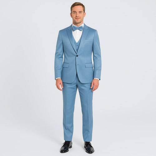 Light Blue Satin Tuxedo Set - 4-Piece Formal Look for Weddings & Proms by Tazzio