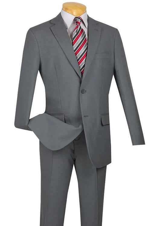 "Light Grey Apollo King Men's Suit - Modern Fit Poplin 2-Btn Style" - Elegant Mensattire