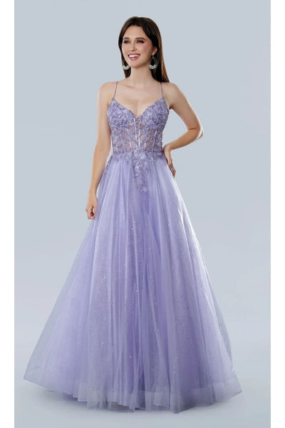 Lilac Prom Dress Glitter Corset Ball Gown Stella Couture 25140