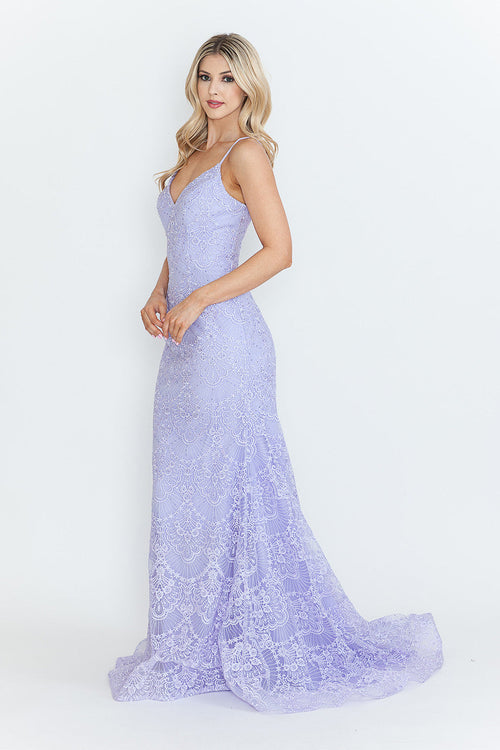 Red Carpet Dress V-Neck Spaghetti Strap Mermaid Gown By Lenovia 8338