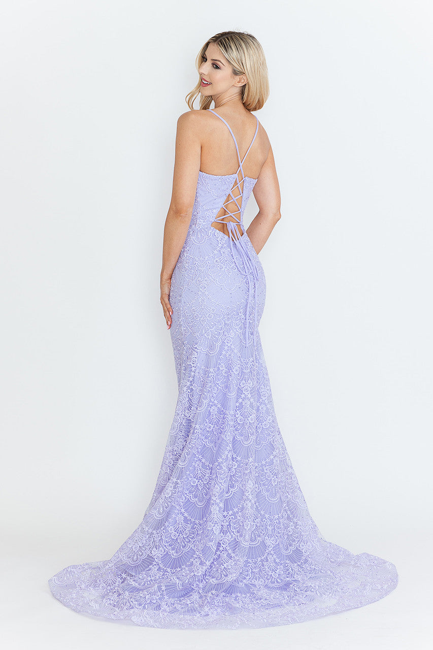 Red Carpet Dress V-Neck Spaghetti Strap Mermaid Gown By Lenovia 8338