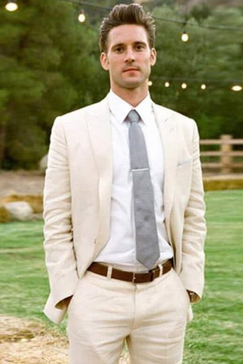 Mens Big and Tall Linen Suits - Ivory Cream Summer Fabric Suit – SuitUSA
