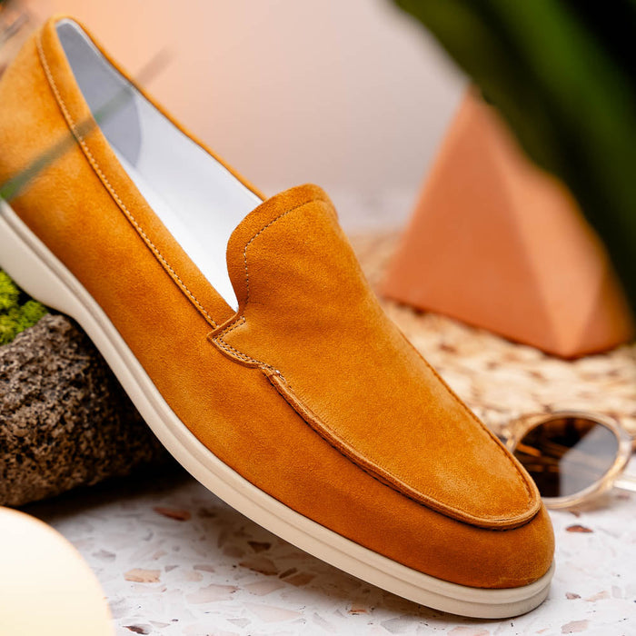 Zelli Livorno Sueded Goatskin Loafer in Cognac | Casual Slip-On Shoe