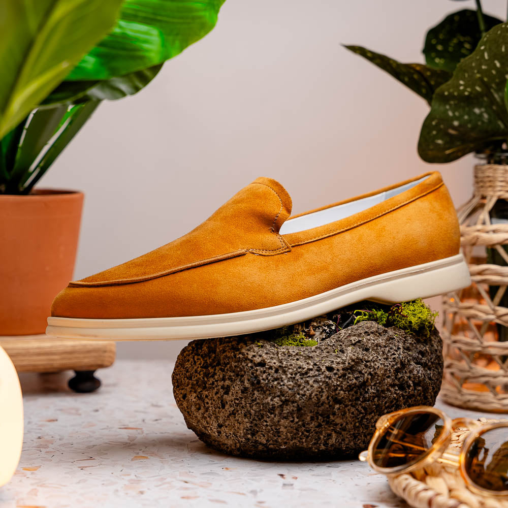 Zelli Livorno Sueded Goatskin Loafer in Cognac | Casual Slip-On Shoe