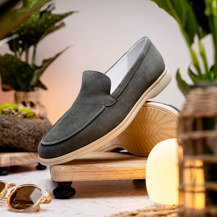 Zelli Livorno Casual Sueded Goatskin Slip-On Loafer in Grey