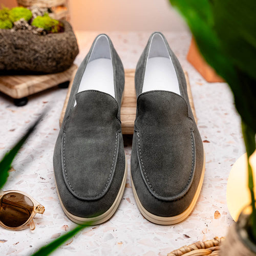 Zelli Livorno Casual Sueded Goatskin Slip-On Loafer in Grey