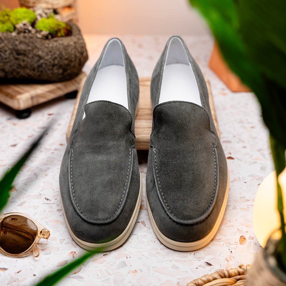 Zelli Livorno Casual Sueded Goatskin Slip-On Loafer in Grey