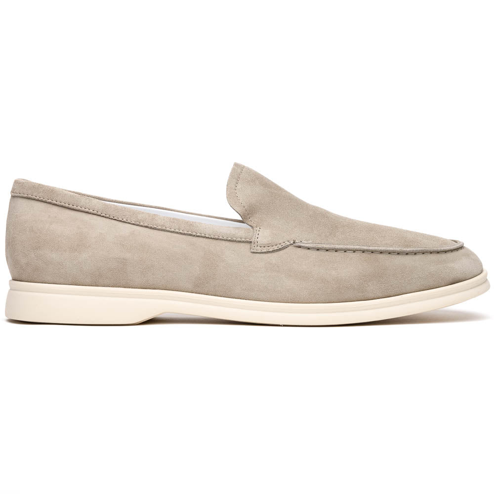 Zelli Livorno Sueded Italian Goatskin Casual Slip-On Loafer in Bone