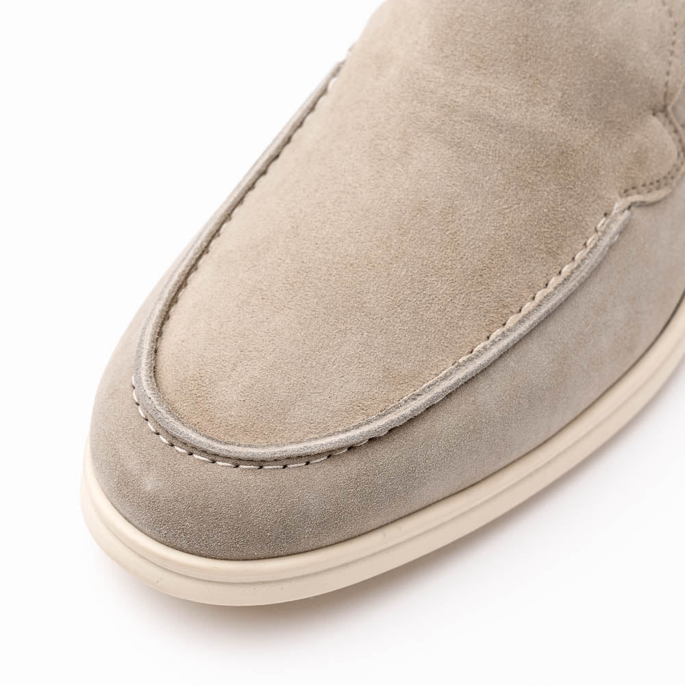 Zelli Livorno Sueded Italian Goatskin Casual Slip-On Loafer in Bone