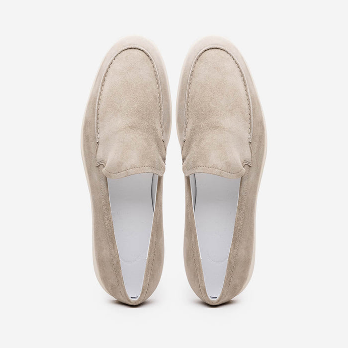Zelli Livorno Sueded Italian Goatskin Casual Slip-On Loafer in Bone