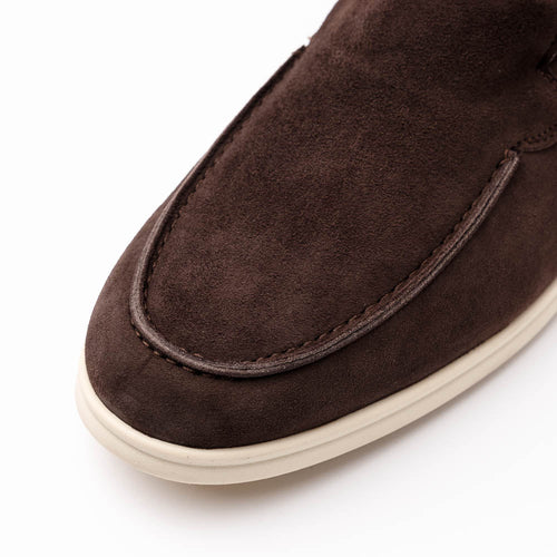 Zelli Livorno Sueded Italian Goatskin Slip-On Loafers in Brown