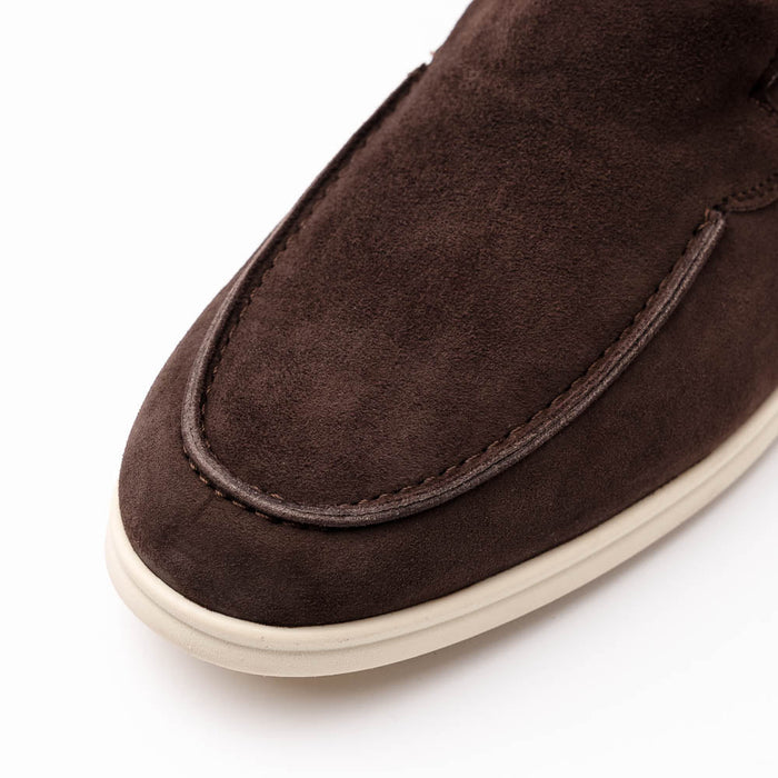 Zelli Livorno Sueded Italian Goatskin Slip-On Loafers in Brown