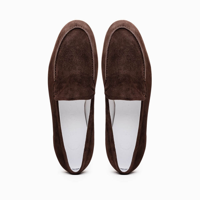 Zelli Livorno Sueded Italian Goatskin Slip-On Loafers in Brown