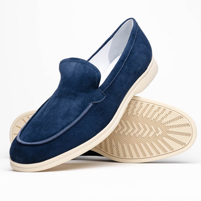 Zelli Livorno Sueded Italian Goatskin Slip-On Loafer in Navy
