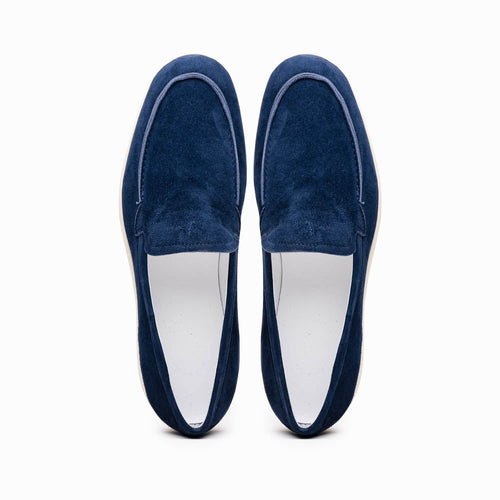 Zelli Livorno Sueded Italian Goatskin Slip-On Loafer in Navy