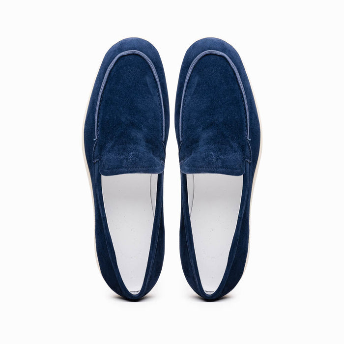 Zelli Livorno Sueded Italian Goatskin Slip-On Loafer in Navy
