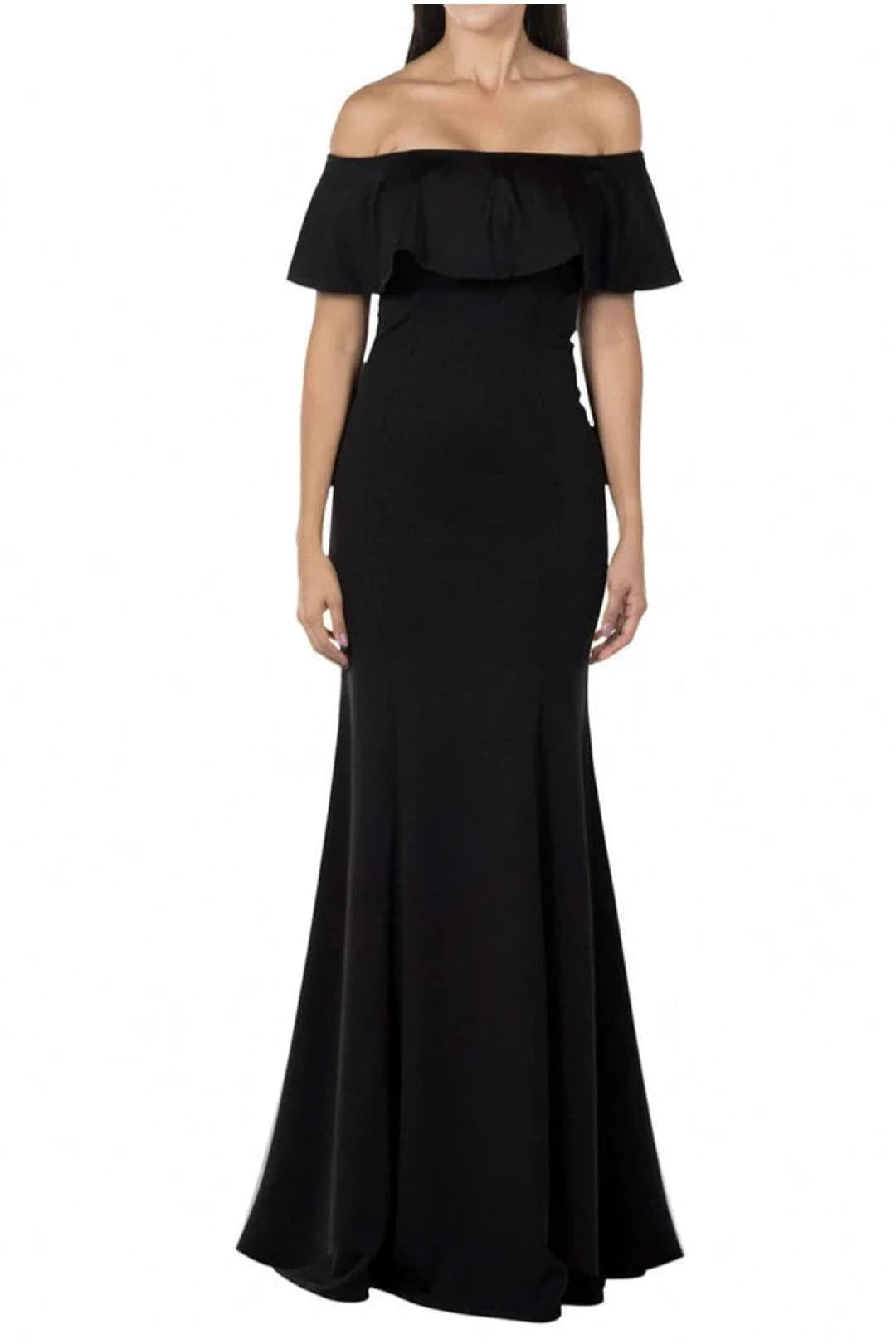 POLY USA 8146 Simple Ruffle Off Shoulder Long Mermaid Evening Dress