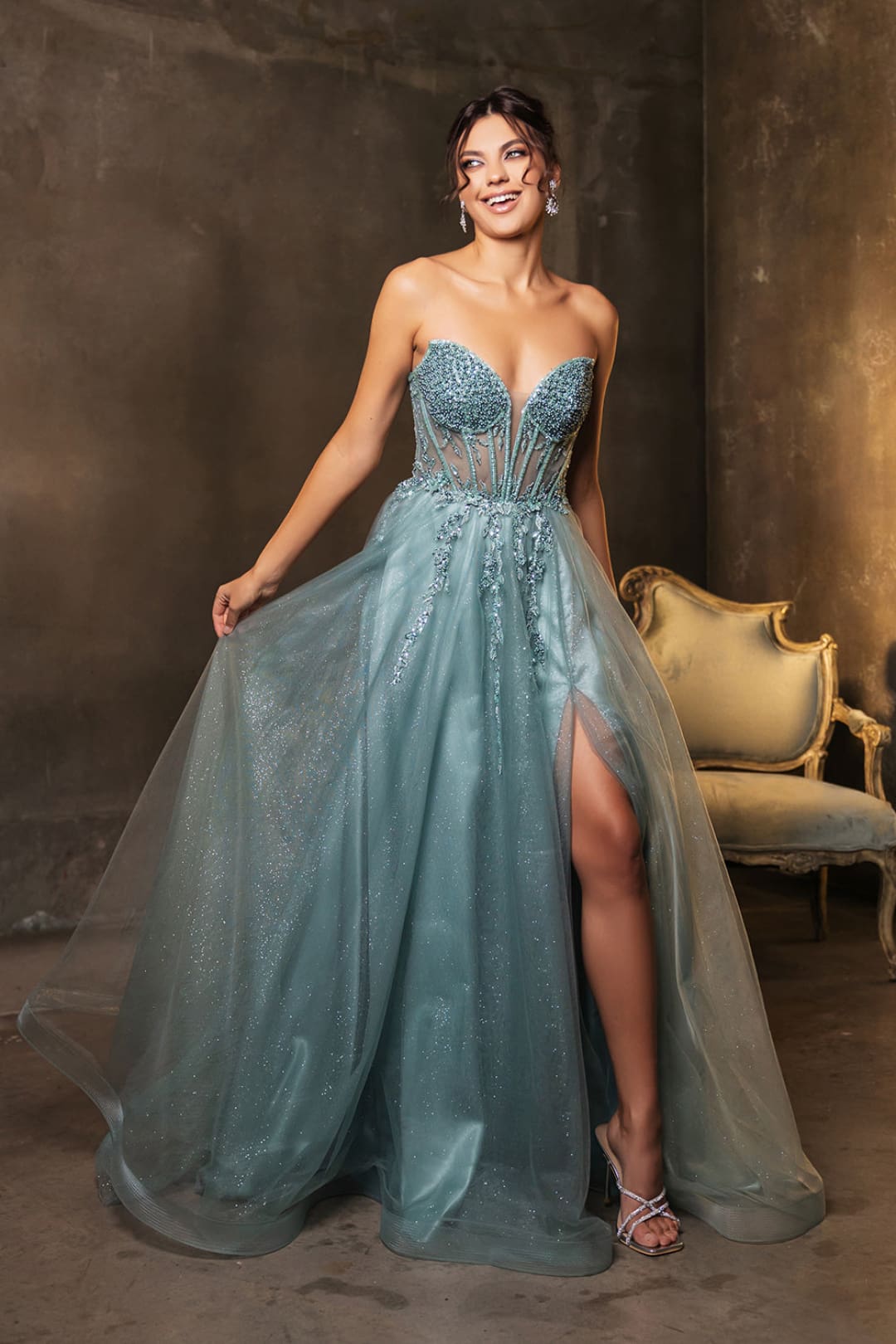 Long Evening Dress Strapless A-Line Prom Gown By Royal Queen RQ8184