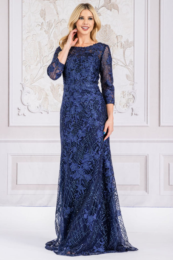 Mother Of The Bride Dress Boat Neck Sheath Gown By Amelia Couture 7045-New Collection
