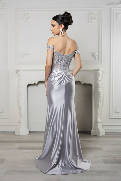 Long Formal Dress Off The Shoulder High Slit Plus Size Gown By May Queen MQ2157B