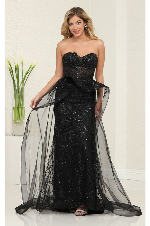 Long Formal Dress Sweetheart Overskirt Gala Gown By Royal Queen RQ8116
