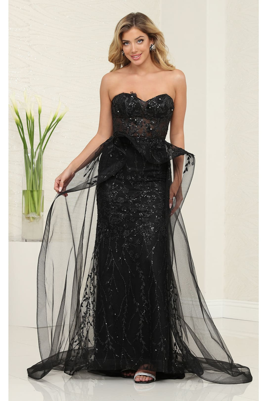 Long Formal Dress Sweetheart Overskirt Gala Gown By Royal Queen RQ8116