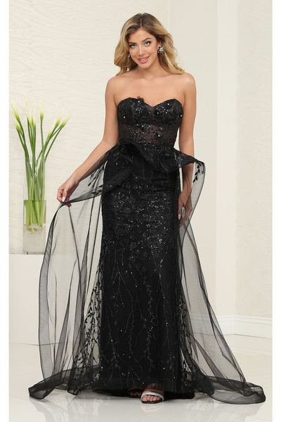 Long Formal Dress Sweetheart Overskirt Gala Gown By Royal Queen RQ8116
