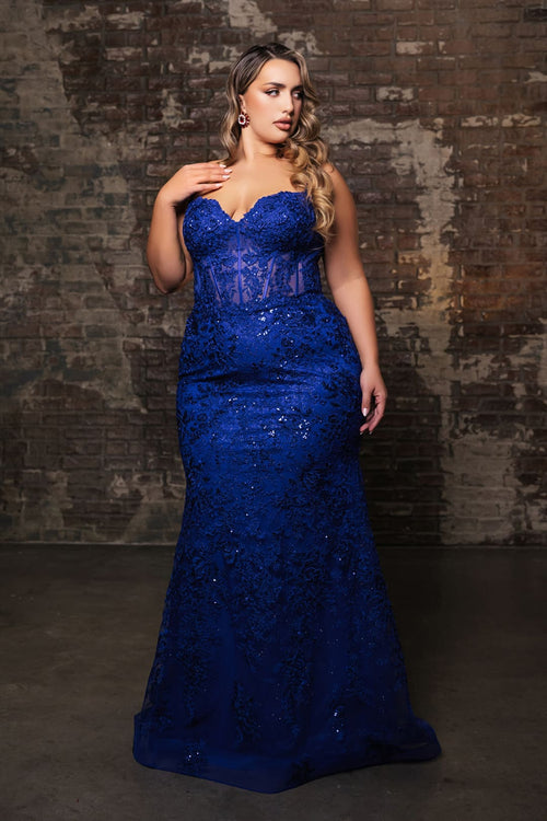 Long Gala Dress Sweetheart Mermaid Sequin Gown By Royal Queen RQ8138