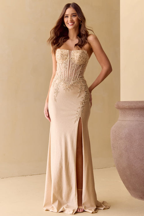 Long Prom Dress Sweetheart Side Slit Gala Gown By Amelia Couture 8040