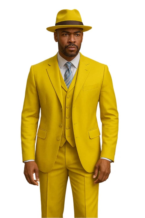 Yellow Zoot Suits - Mens Fashion Golish Yellow 1920s Vintage Look by USA Men's Outlet