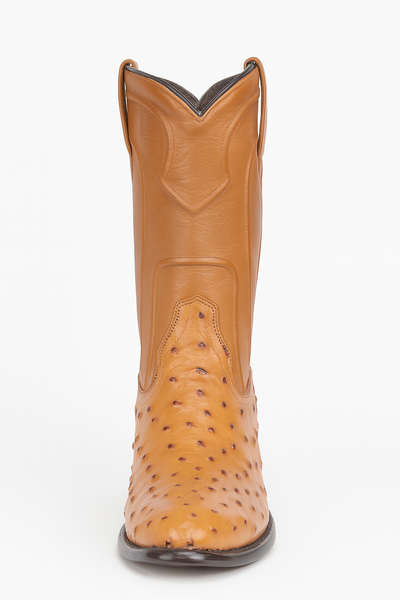 Los Altos Boots Men's Ostrich Roper Western Boots Honey