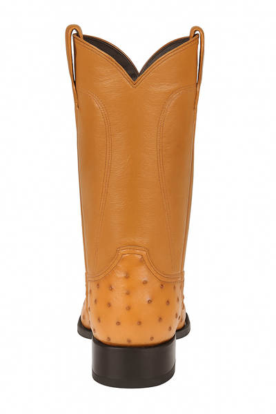 Los Altos Boots Men's Ostrich Roper Western Boots Honey