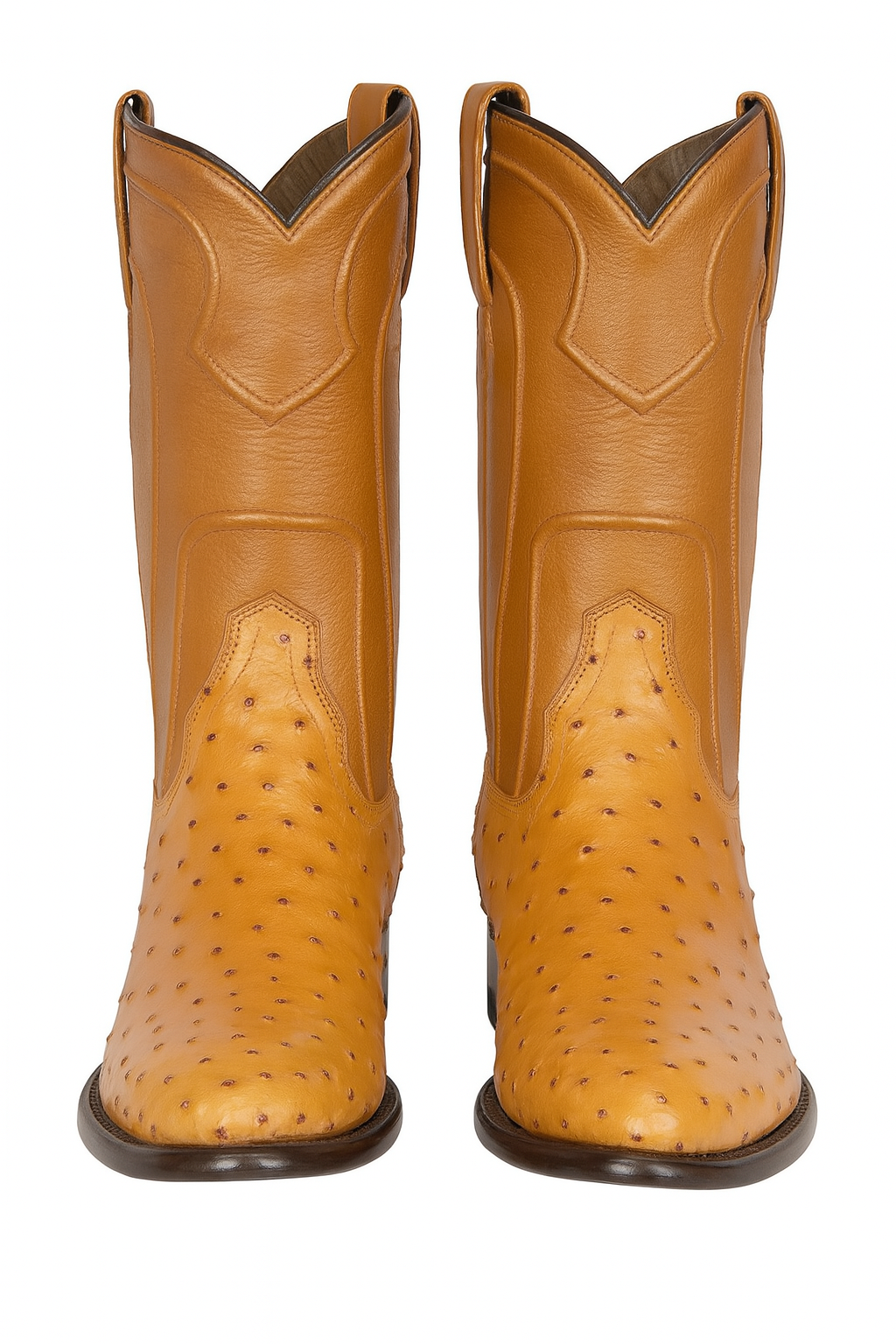 Los Altos Boots Men's Ostrich Roper Western Boots Honey