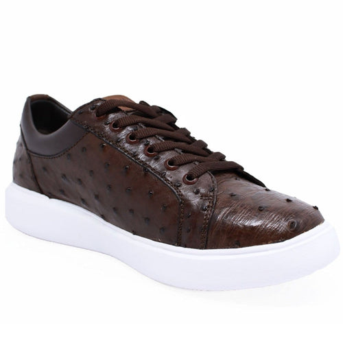 Men's Genuine Ostrich Skin Sneaker Casual Shoes Brown Color - Los Altos Boots